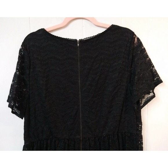 Lane Bryant WM 16 Dress NWT Black Short Sleeve Lace Zip Closure Ruffle Bottom - Picture 5 of 7